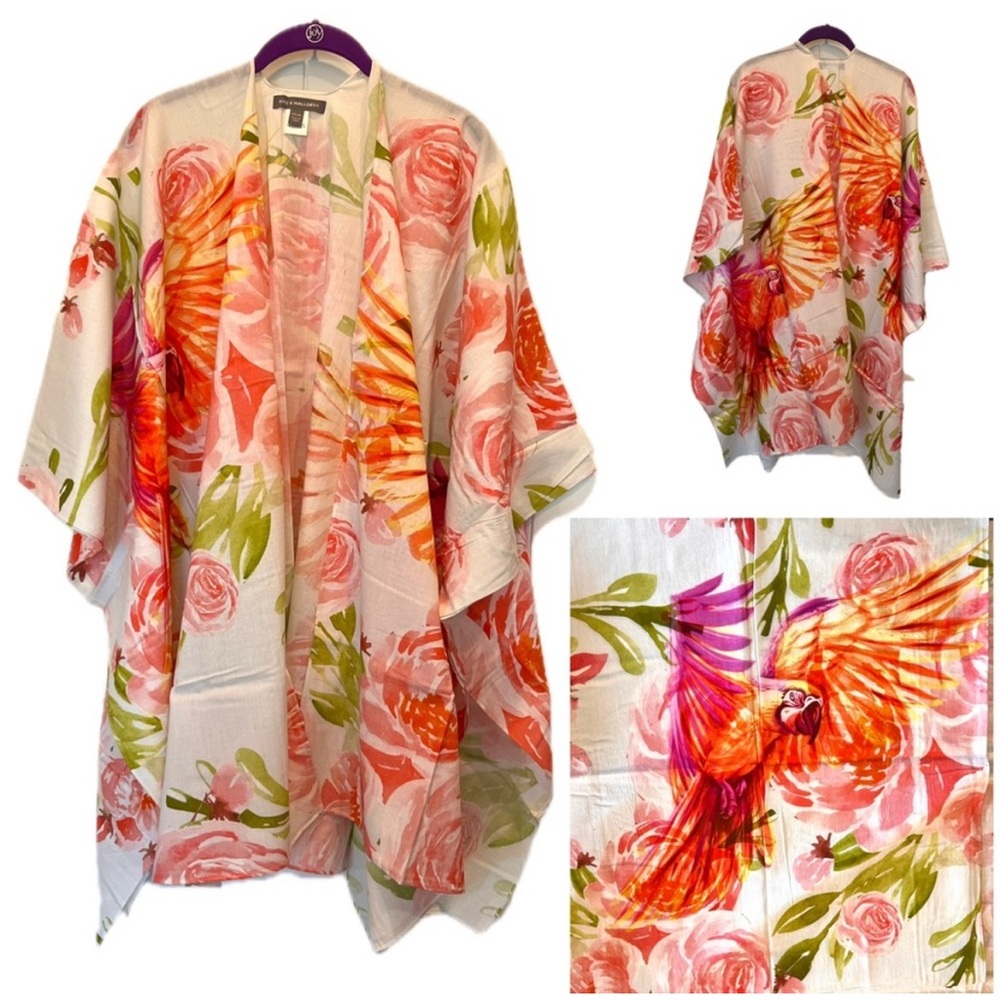 Kimono Coverup  100% Cotton One Size Parrot Design New in Package